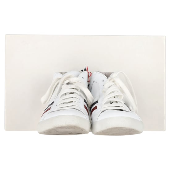 Moncler Monte Carlo Striped High Top Sneakers in White Leather - Image 2