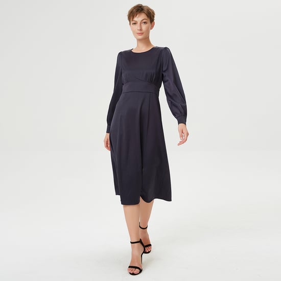 Adjusted and flared fluid blouse dress - Image 1