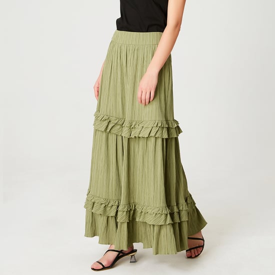 Long pleated skirt with tiered ruffles - Image 2