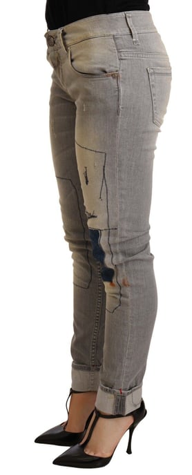 Jeans de denim gris de algodón ajustados Acht - Image 2