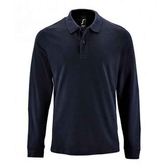 SOLS Mens Perfect Long Sleeve Pique Polo Shirt (French Navy) - Image 1