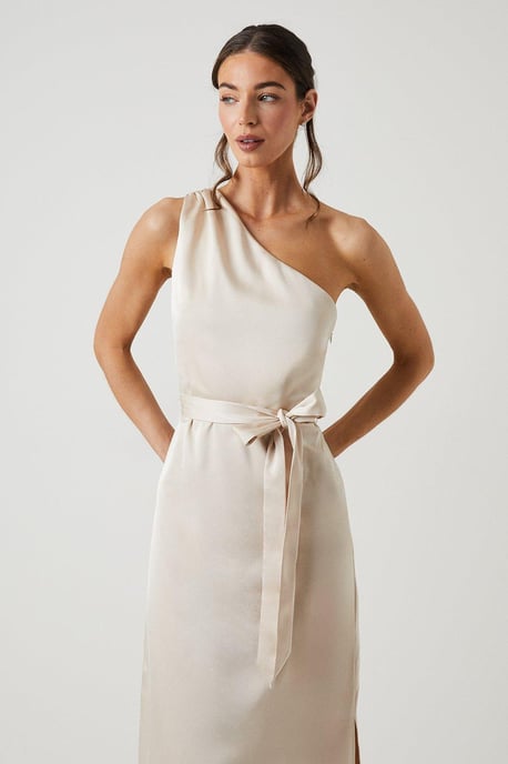 One Shoulder Satin Maxi Bridesmaid Dress - Image 2