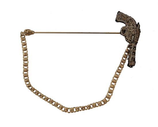 Pin de solapa Dolce & Gabbana de latón dorado con broche de revólver de cobre - Image 1