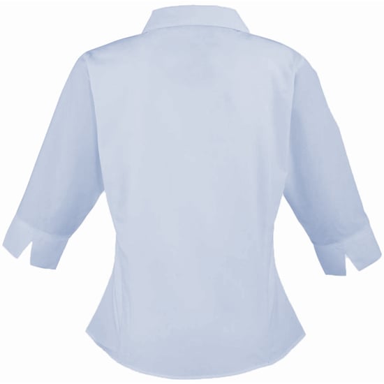 Premier 3/4 Sleeve Poplin Blouse / Plain Work Shirt (Light Blue) - Image 2