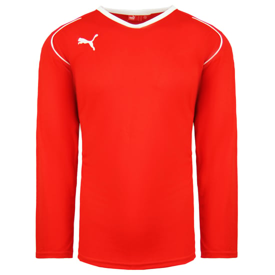 Puma V5.08 Long Sleeve Shirt V-Neck Red Mens Football Top 700472 01