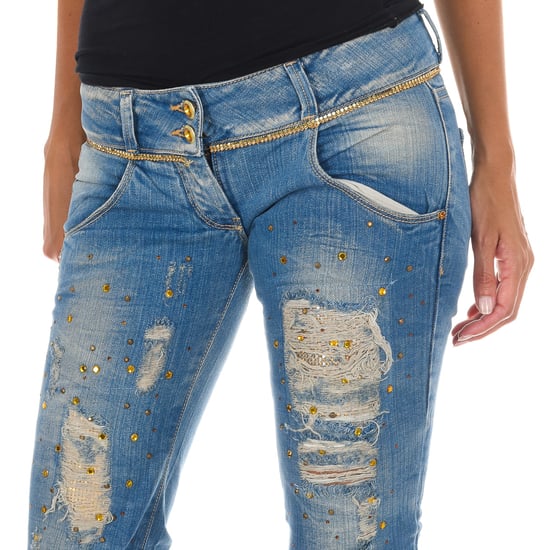 Pantalon Tejano Largo efecto gastado y roto 10DB50128 mujer - Image 2