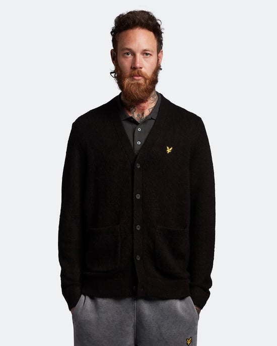 Men's Lyle And Scott Brushed Cardigan in Black - Image 1