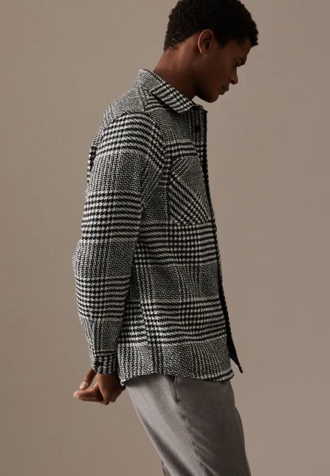 Sobrecamisa de lana Autograph Black/White Check para hombre - Image 3