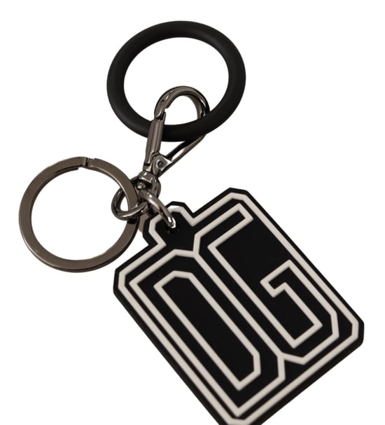 llavero para hombres con anillo de goma y logotipo DG en negro y blanco de Dolce & Gabbana - Image 2