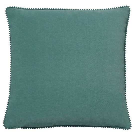 furn. Funda de Cojín de Terciopelo Cuadrada con Flecos de Pom-Pom Cosmo - Image 1