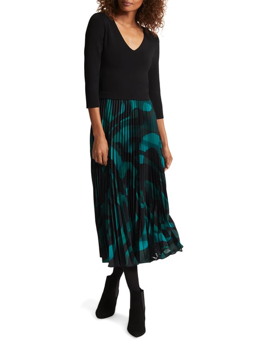 Sia Fine Knit Woven Hem Swirl Dress
