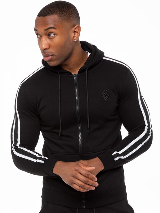 Mens zip up hoodie with tape| enzo designer menswear