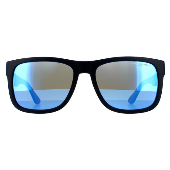 Gafas de sol rectangulares para hombre Tommy Hilfiger Matte Blue con espejo azul - Image 1