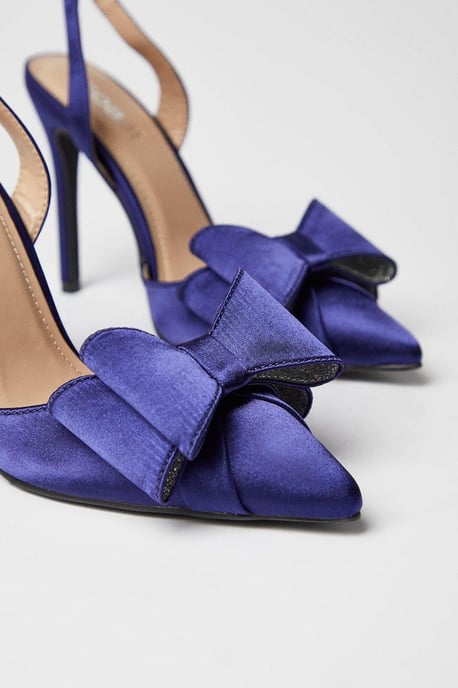 Tamara Satin Bow Sling Back Stiletto Court Shoes - Image 4