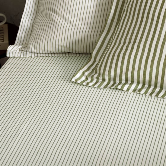 Sábana Ajustable de Rayas Estrechas Hebden 100% Algodón Yard - Image 2