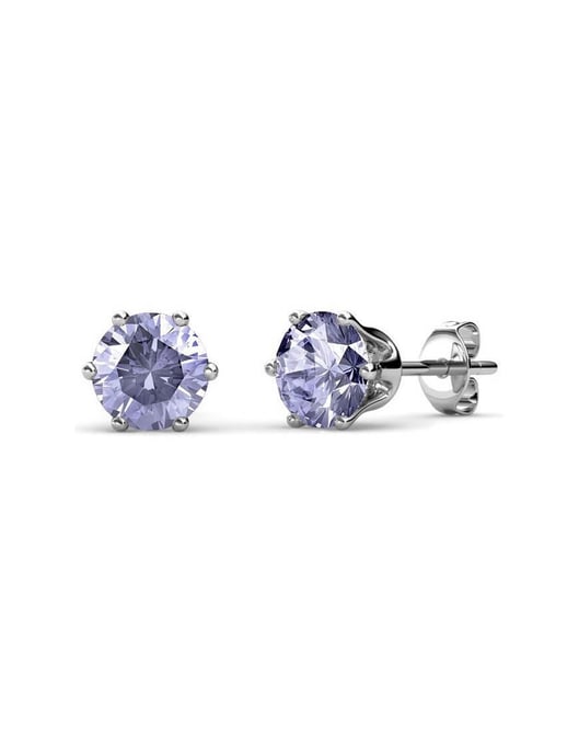 Pendientes Junio ​​con Piedra de Nacimiento - Plata y Púrpura - Image 1