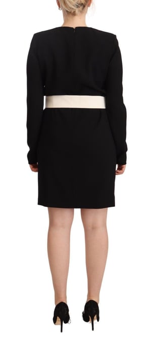 Vestido mini sheath negro de lana con manga larga y cinturón para mujer de Givenchy - Image 3