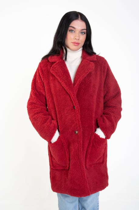 Faux Fur Longline Teddy Overcoat