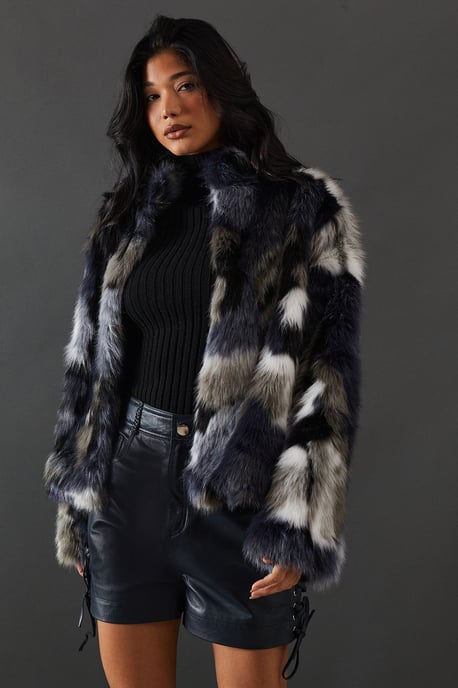 Premium Camouflage Faux Fur Cropped Jacket