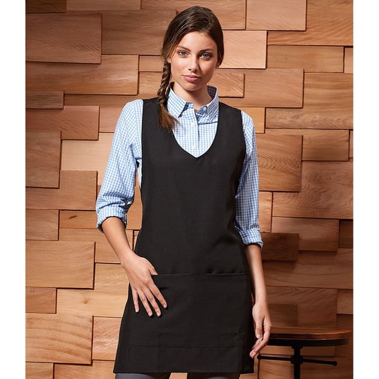 Premier Womens/Ladies Wrap Around Sleeveless Tunic Apron (Black) - Image 2