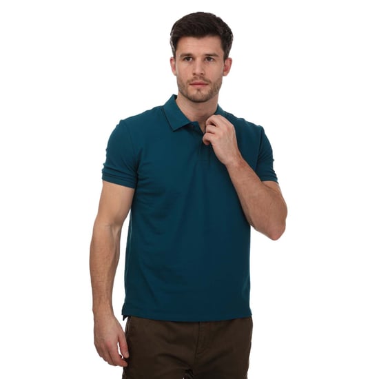 Men's C.P. Company Stretch Piquet Striped Collar Polo Shirt in Blue