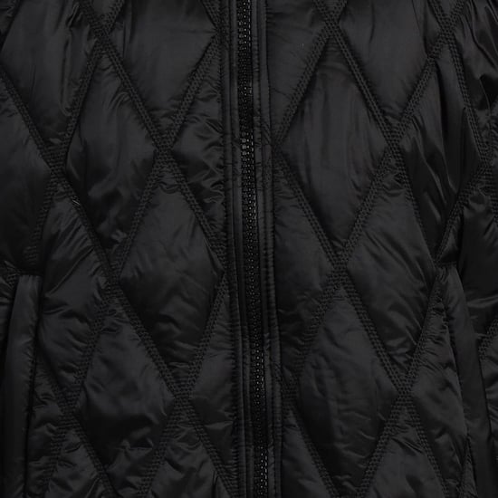 Diesel Quilted Black Hooded Coat