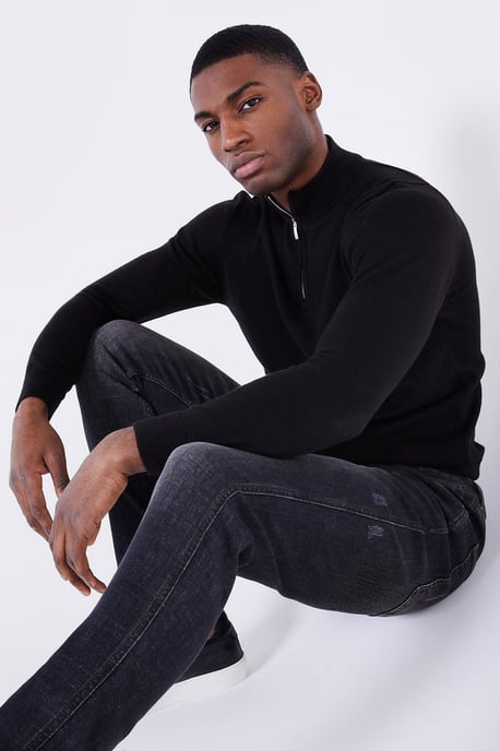 Black 'Monford' Cotton Stretch Straight Leg Denim Black Wash Jeans