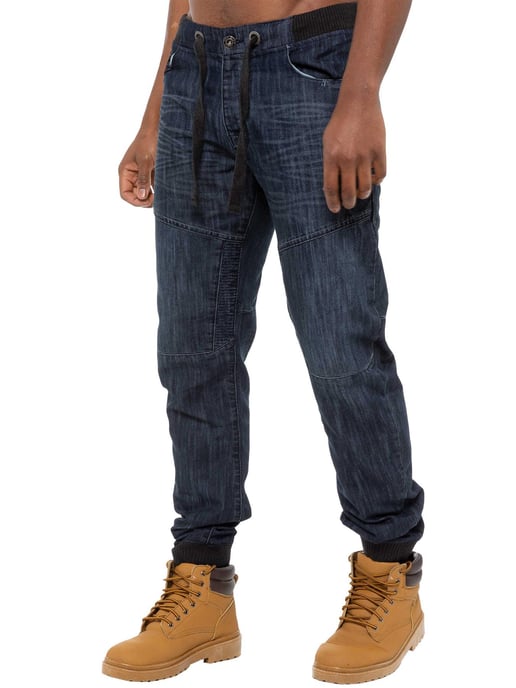 Enzo| Pantalones vaqueros con puños para hombre - Azul oscuro - Image 1