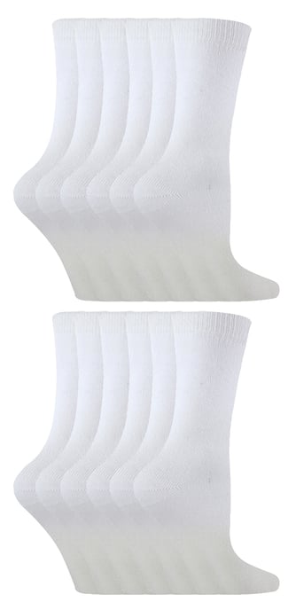 Paquete múltiple de 12 pares de calcetines de bambú para niños | Snob | Calcetines lisos para niños | Calcetines escolares ideales para el verano para niñas y niños - Blanco - Image 1