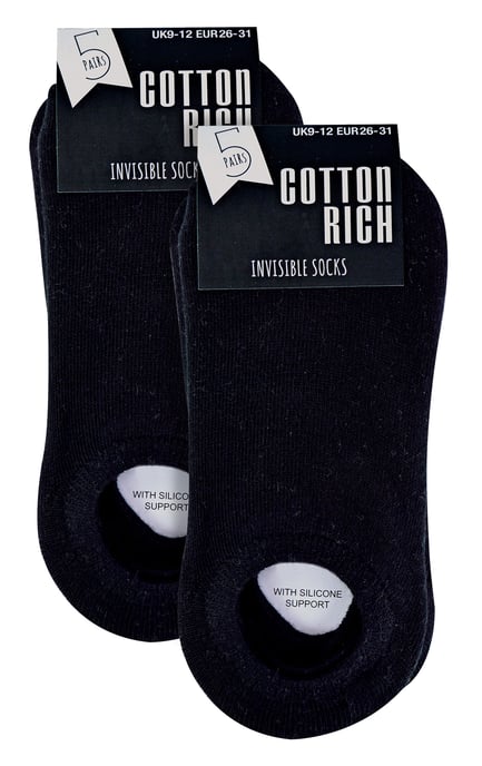 Paquete múltiple de 10 pares de calcetines invisibles para niños | Sock Snob | Calcetines blancos transpirables para niñas y niños - Negro - Image 2