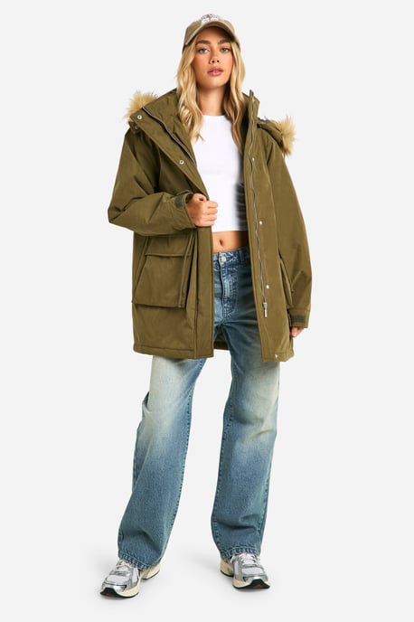 Hooded Pocket Detail Parka