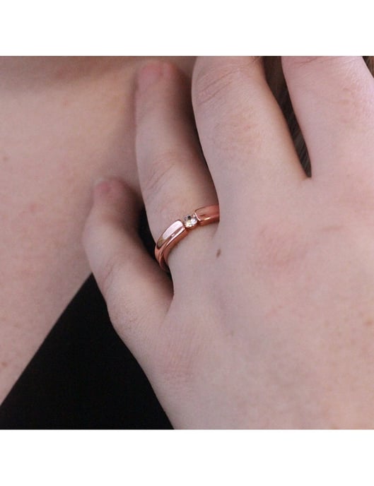 Anillo Simplicity - Oro rosa y cristal - Image 2