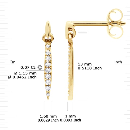 DIADEMA - Earrings - Diamond Drop - Yellow Gold