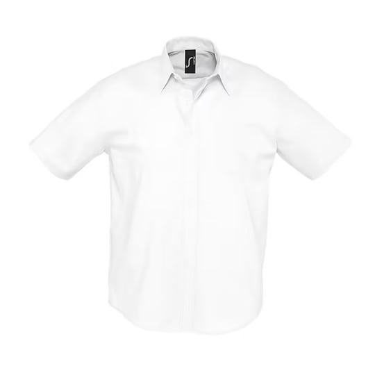 SOLS Mens Brisbane Oxford Short-Sleeved Shirt (White) - Image 1