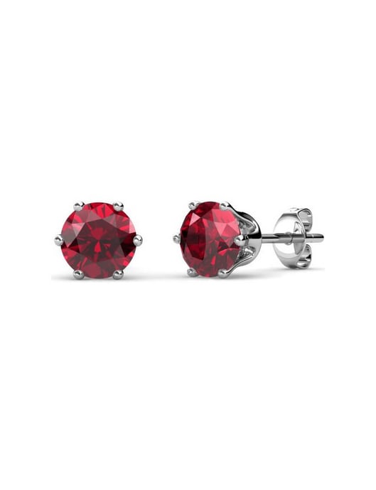 Pendientes de enero con piedra de nacimiento - Plata y rojo - Image 1