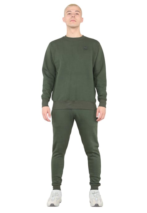 Chándal con logo bordado y cuello redondo MYT para hombre en color caqui - Image 1