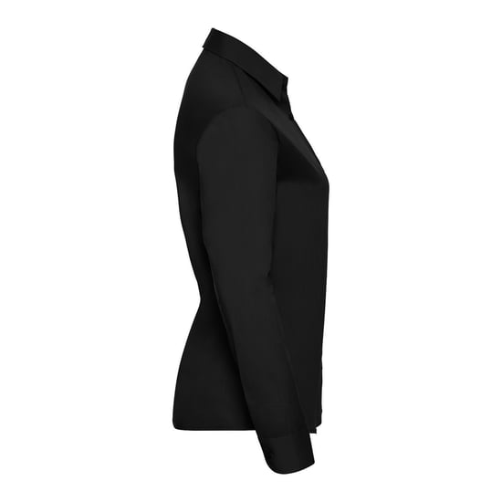 Russell Collection Womens/Ladies Poplin Easy-Care Long-Sleeved Shirt (Black) - Image 3