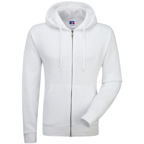 Russell Mens Authentic Full Zip Hooded Sweatshirt / Hoodie (White) - Image 4