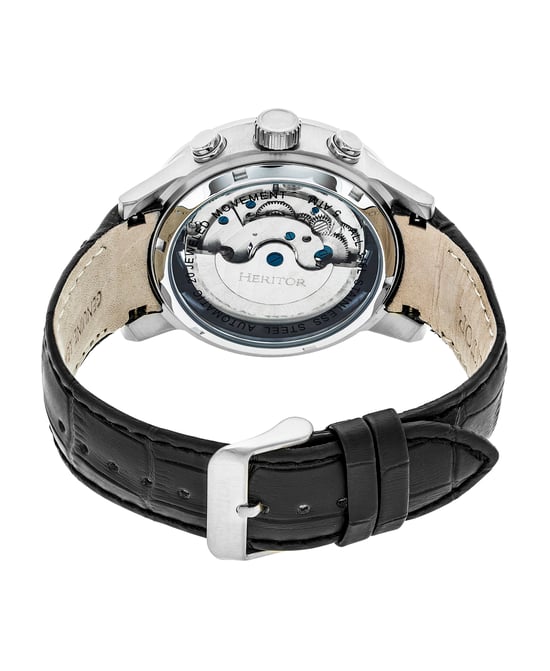 Heritor Automatic Hannibal Semi-Skeleton Leather-Band Watch