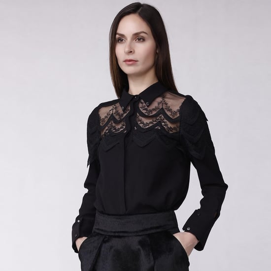 Scalloped edge lace shirt - Image 1