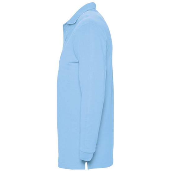 SOLS Mens Winter II Long Sleeve Pique Cotton Polo Shirt (Sky) - Image 3