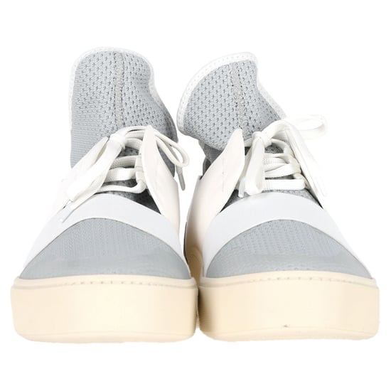 Balenciaga Sock Style High-Top Sneakers in Grey and White Polyester and Leather - Image 2