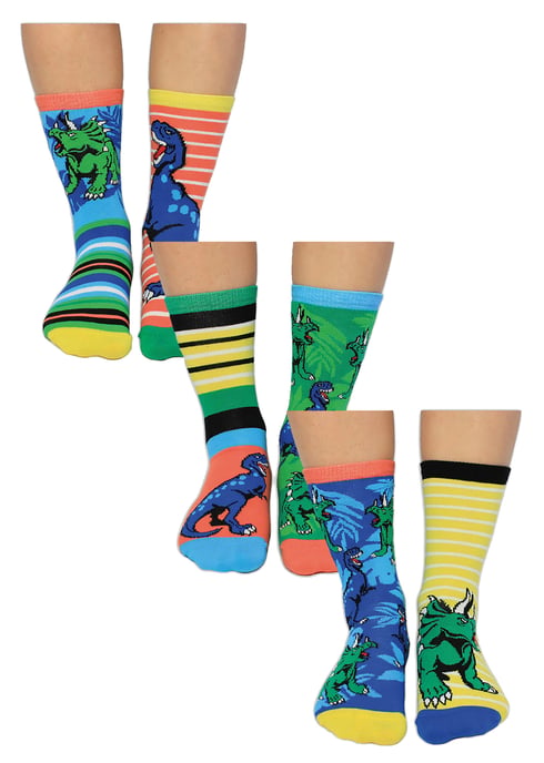 UNITED ODD SOCKS - Niños 6 Pack Huevos de Dino Novedad Algodón Odd Calcetines en Caja de Regalo - Huevos de Dino - Image 1