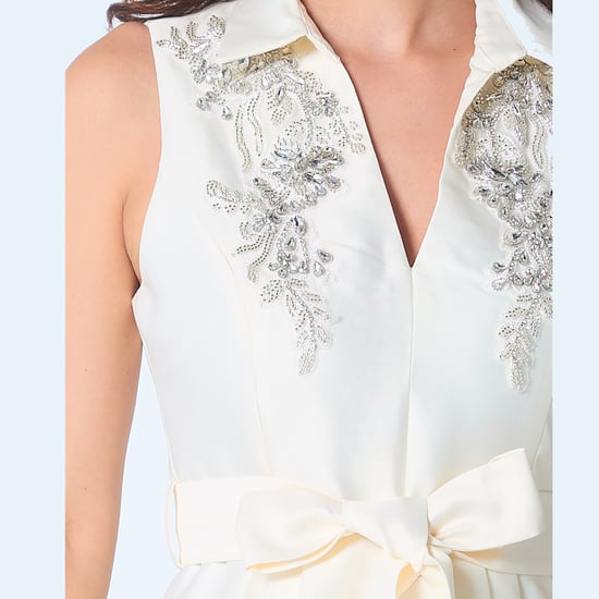 Fit-and-flare taffeta beaded cocktail dress - Image 4