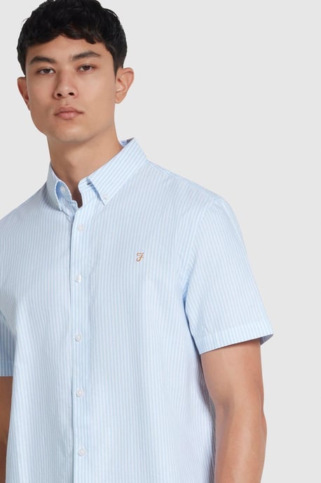 Brewer Stripe Short Sleeve Shirt Light Blue - Image 4