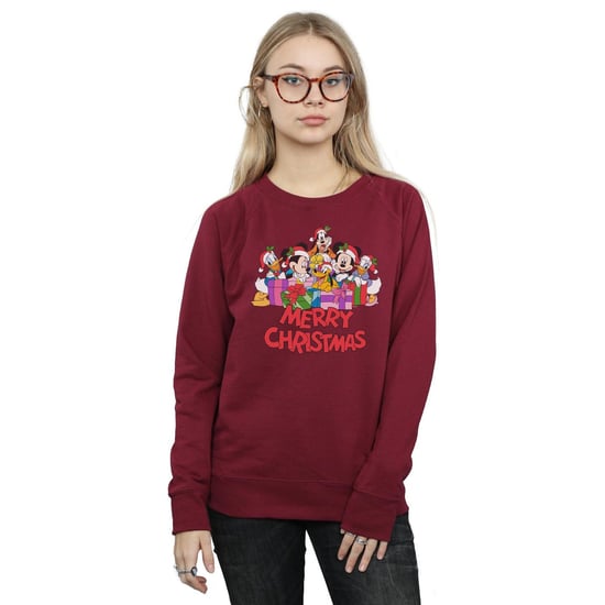 Disney Womens/Ladies Mickey Mouse And Friends Christmas Sweatshirt (Burgundy)