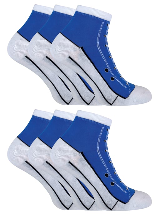 6 Pares de Calcetines Multipack que Parecen Zapatos | Snob de Calcetines | Novedad Divertidos Calcetines Converse con Cordones - Azul - Image 1