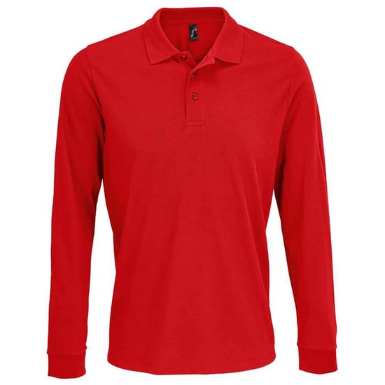 SOLS Unisex Adult Prime Pique Long-Sleeved Polo Shirt (Red) - Image 1