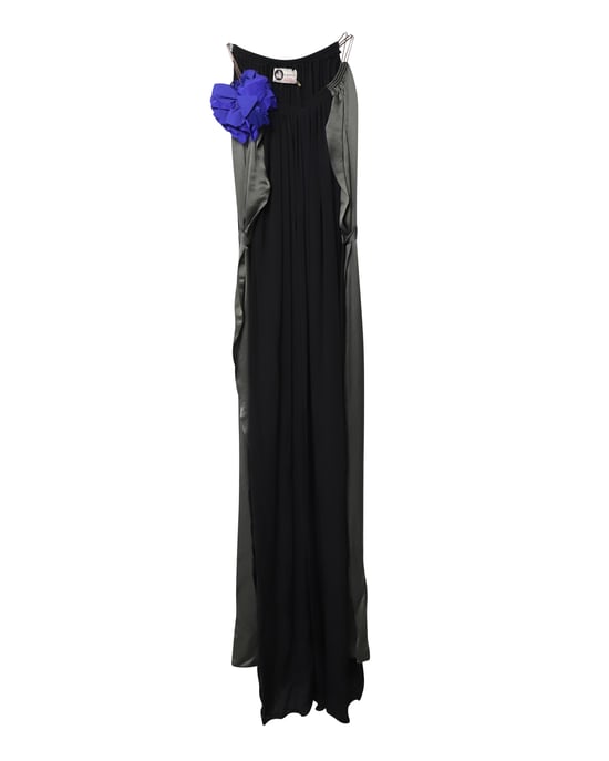Lanvin Flower Applique Evening Dress in Black Silk - Image 5