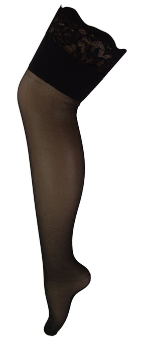 Medias con costuras transparentes para mujer | Sock Snob | Brillante | Costura trasera | Cintura alta - Negro / Negro - Image 1
